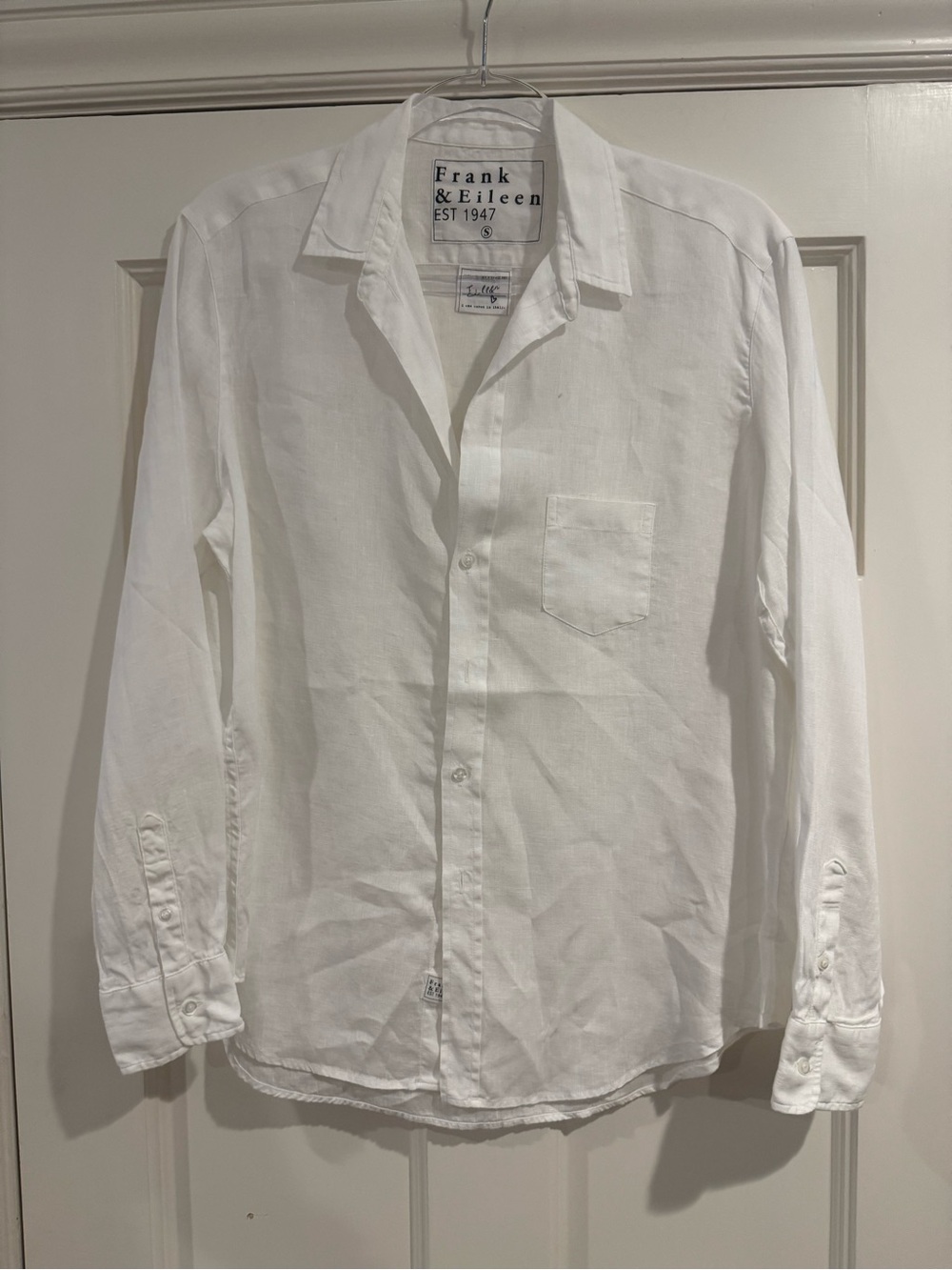 Frank & Eileen White Long-Sleeve Linen Button-Up Shirt